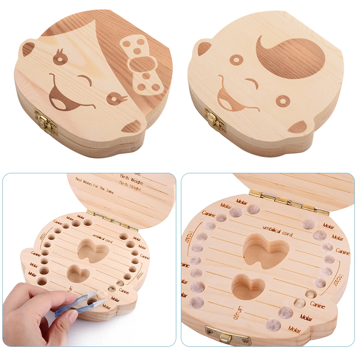

Baby Milk Teeth Keepsake Box Wooden Organizer Storage Small Kids Childs Newborn Boy Girl Gifts