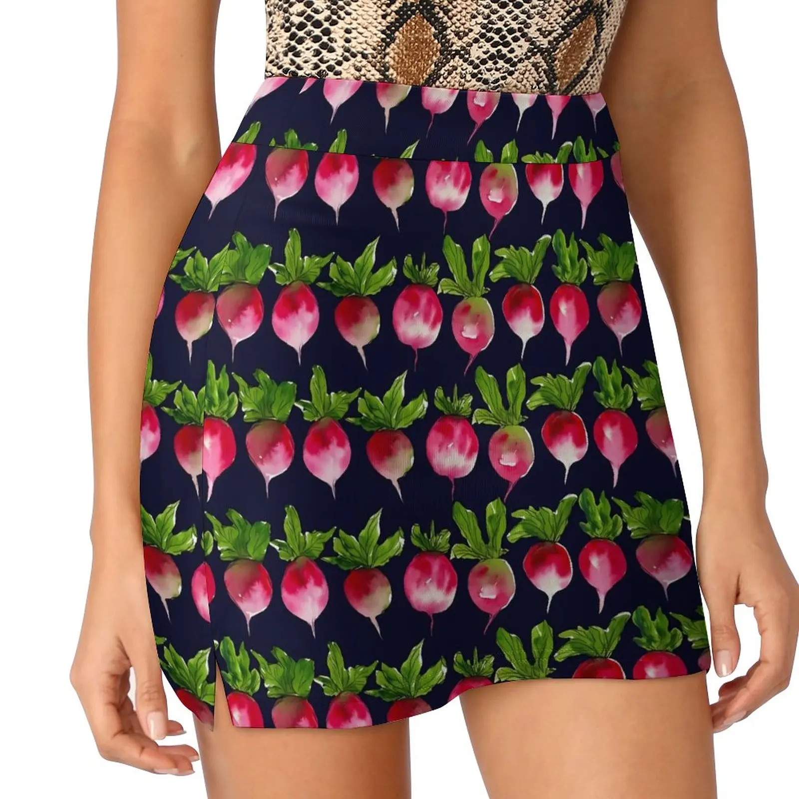 

Watercolor Radishes Skirt Womens Vegetable Print Kawaii Mini Skirts Summer Aesthetic High-waisted Big Size Casual A-line Skirt
