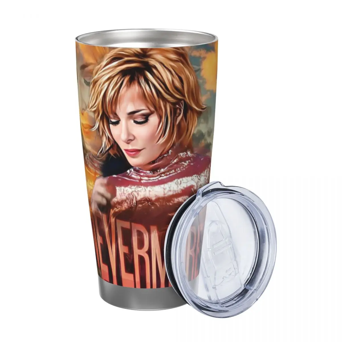 Фото Термокружка Mylene Farmer Nevermore 20 унций из нержавеющей стали, вакуумная, для кофе, холодных и горячих напитков, автомобильная №2