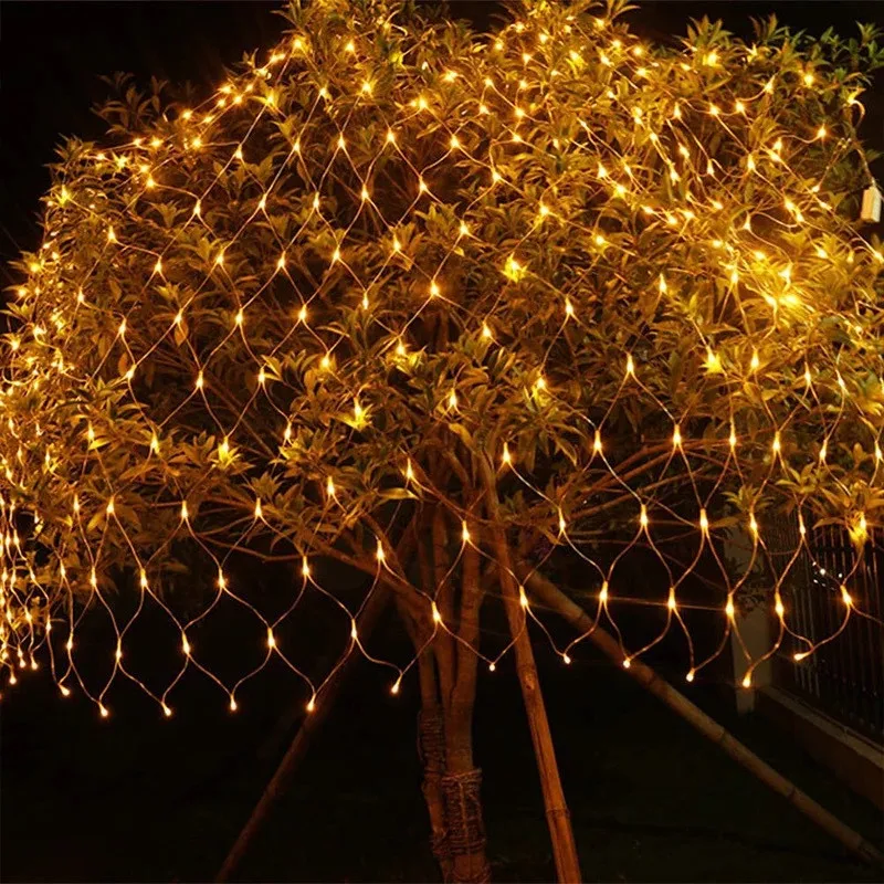 

4mx6M LED Net Curtain Mesh Fairy String Light Christmas Decoration New Year 2023 Outdoor Lights Garland Street Garland 1.5x1.5m