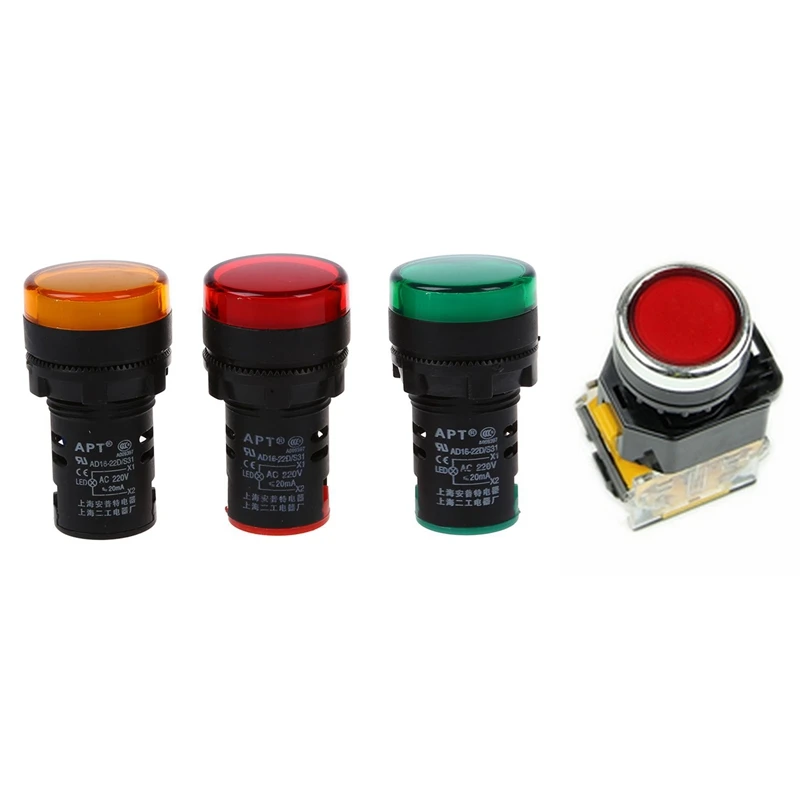 

4 шт. аксессуары: 3 шт. красная, желто-зеленая лампа 22 мм и 1 шт. Φ/203 кнопочный мгновенный выключатель питания