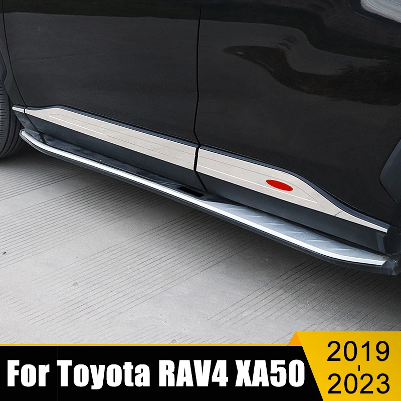 

Stainless Car Side Door Molding Body Strip Streamer Lid Molding Cover Trim For Toyota RAV4 RAV 4 XA50 Hybrid 2019-2021 2022 2023