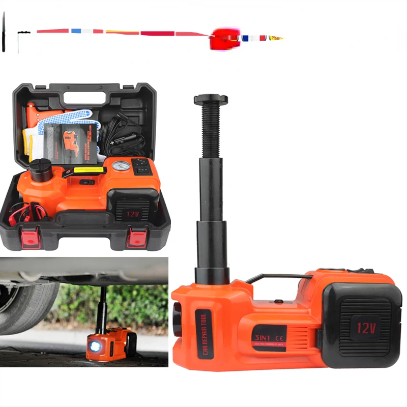 

Автомобильный домкрат, электрический гидравлический Напольный домкрат 5T 45 см, подъемный насос для шин, фонарик, безопасный молоток для заме...