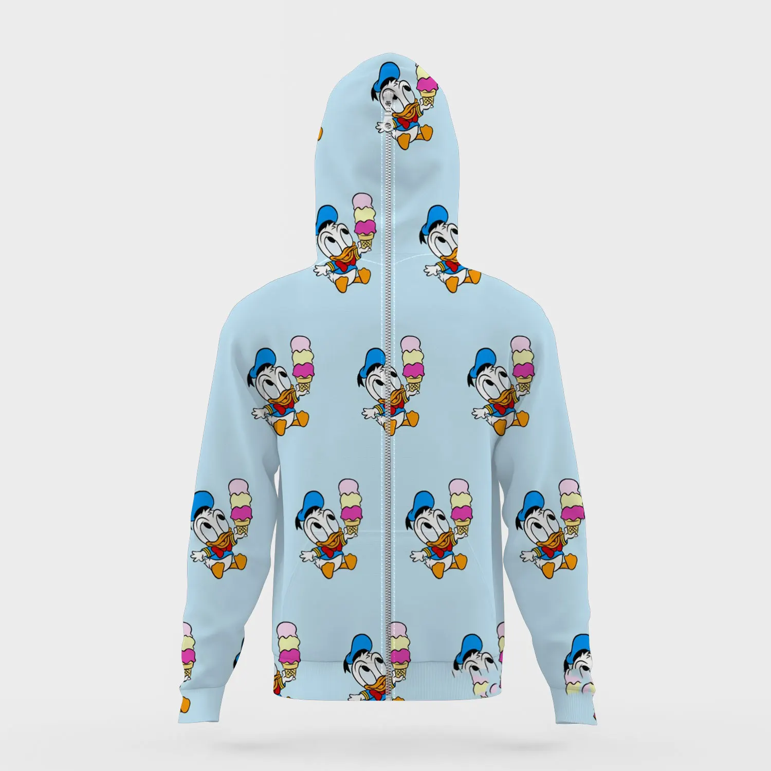 2023 New Men Disney Zipper to Head Hoodie Donald Duck 3D Printed Women's Plus Size Sweatshirt Spring Cartoon Anime Coat