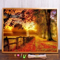 autumn landscape printed canvas 11ct cross stitch set embroidery dmc threads sewing knitting handmade painting home wholesale
