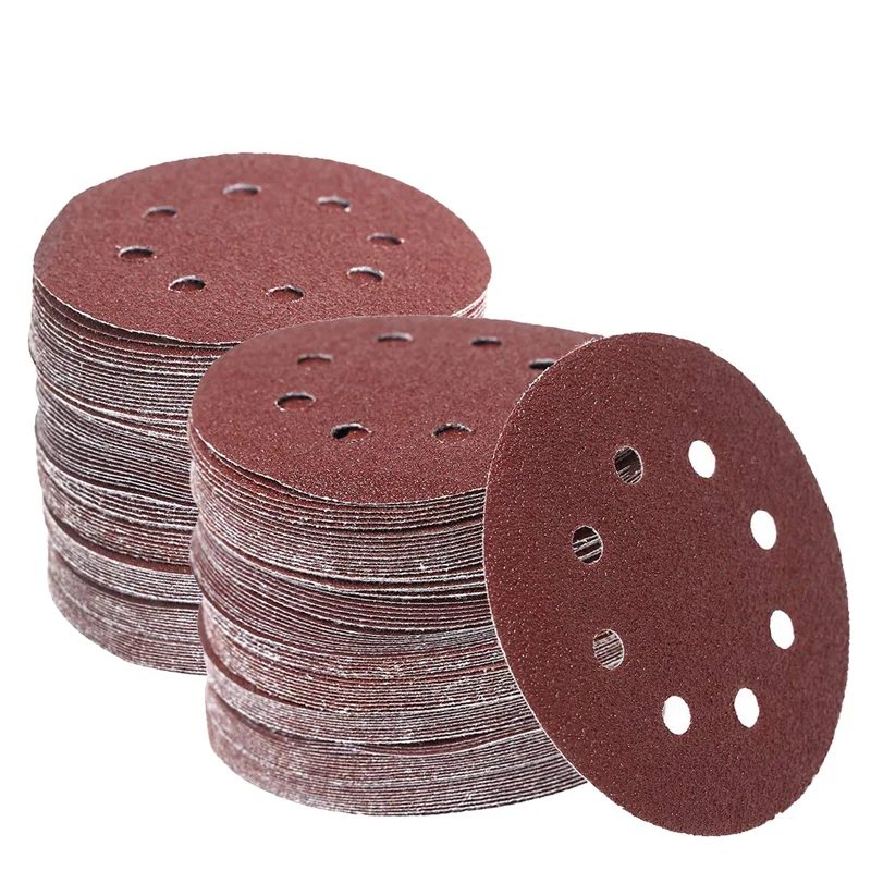 

160 Pcs 5 Inch 8 Hole Sanding Discs Hook And Loop Orbital Sander Sandpaper 40/60/80/100/120/150/240/320/400/600 Grit