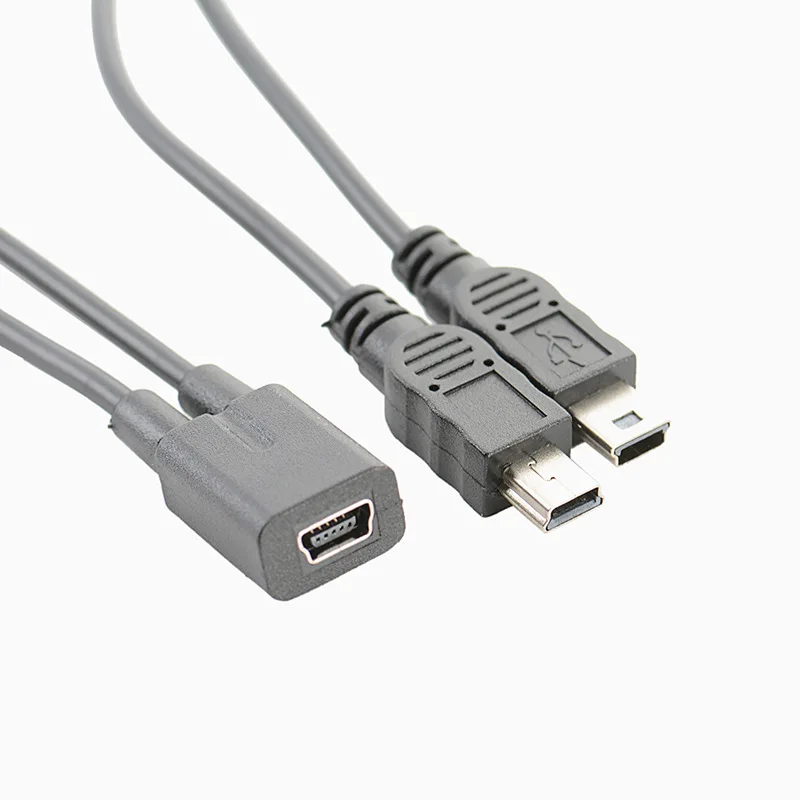 

Mini USB 5Pin Female To Mini Usb 5pin Male + Micro USB Male Y Splitter 1 To 2 Converter Charging Cable 30CM
