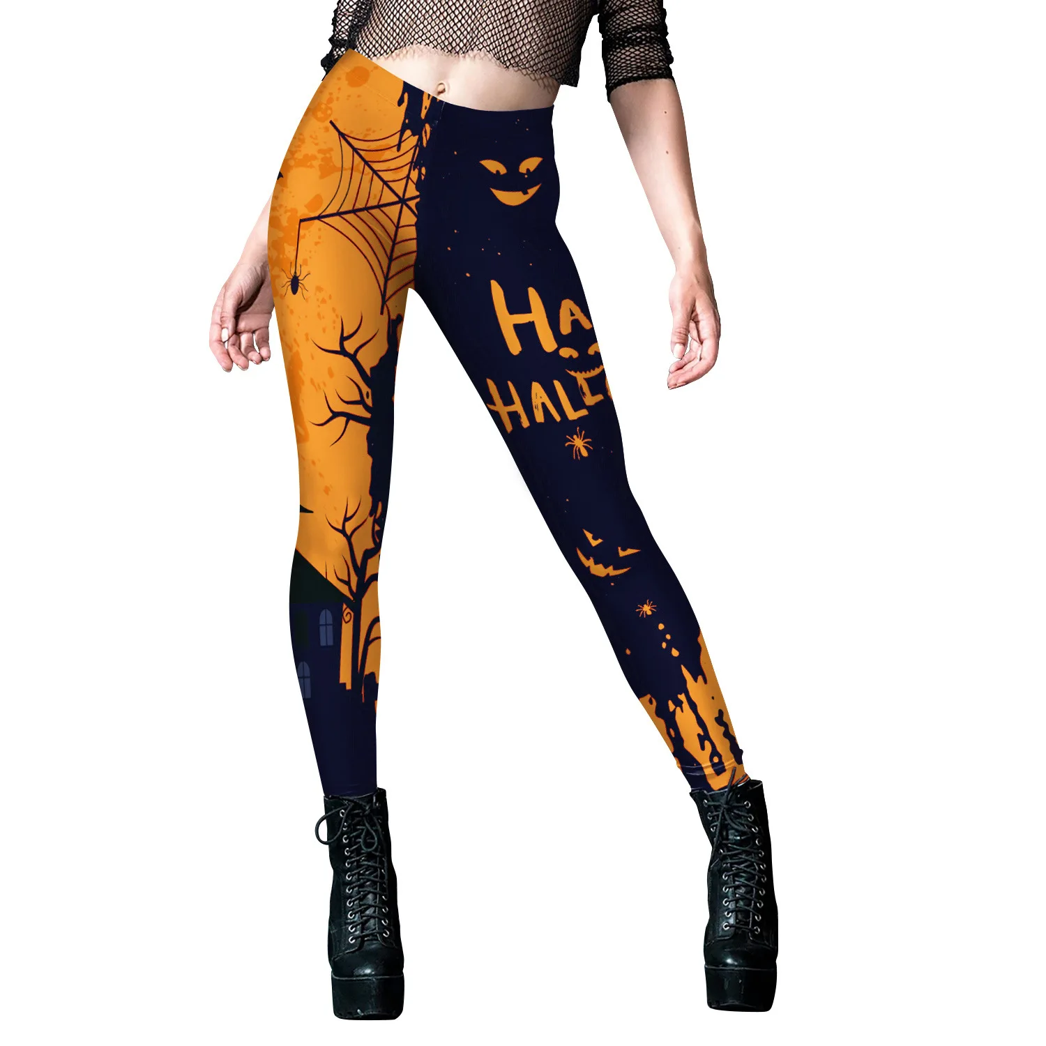 2022 New Women's Halloween Carnival Night Dark Style Pattern Printing Tight Fitness Leggings Women