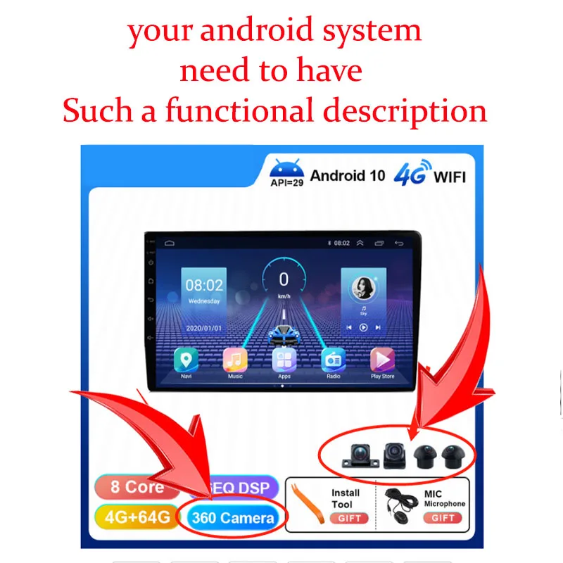360-камера для автомобиля Встроенная 360° ° Функция просмотра объемного звучания с