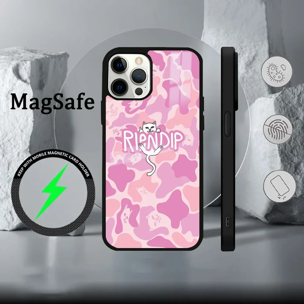 Забавный чехол для телефона R-R-RipndipS CAT IPhone 16 15 14 13 12 11 Pro Max Plus Mini Magsafe Mirror