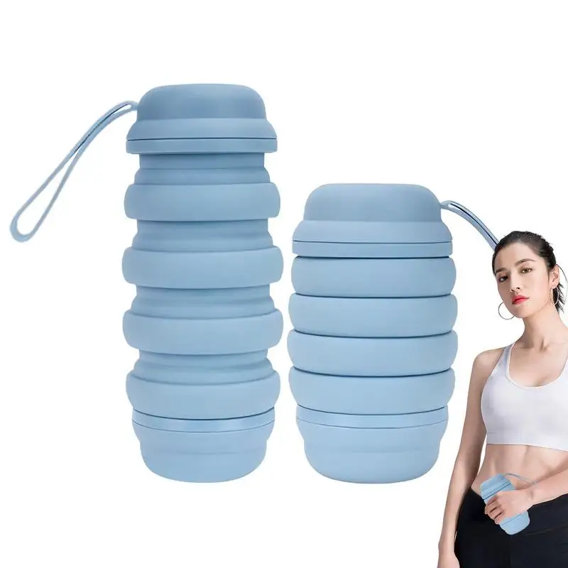 

500ML Fitness Sports Water Bottle Silicone Collapsible Drinking Cup Outdoor Travel Climbing Bicycle Leakage Proof Kettle