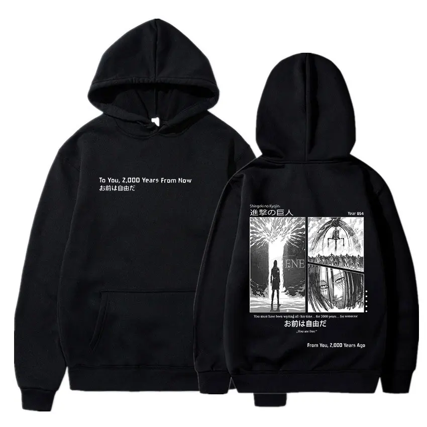 Anime AOT Attack on Titan Hoodie Shingeki No Kyojin Season 4 Final Rumbling Eren Yaeger Print Hooded Sweatshirts Streetwear Tops