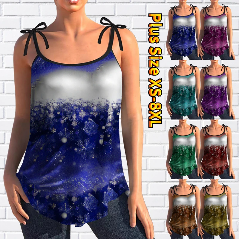 

2023 New Design Printing Sleeveless Vest Tops U Neck Regular Tee Women's Large Size Tank Top Summer Daily Fashion Streetwear