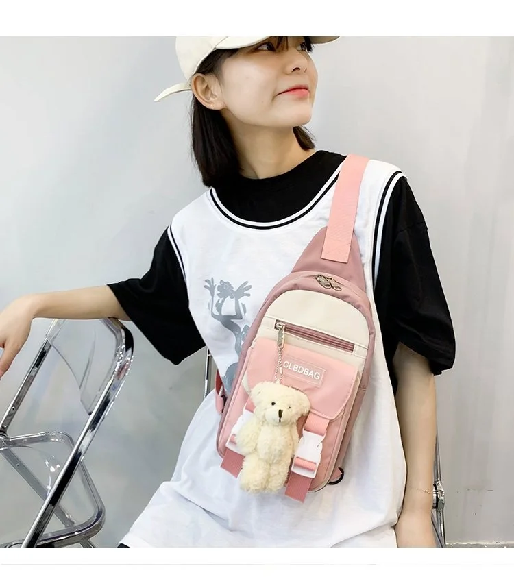 

Fashion Chest Bag Women Messenger Bags Kawaii Cute Fanny Pack Lady Nylon Waterproof Travel Sling Crossbody Bagpack