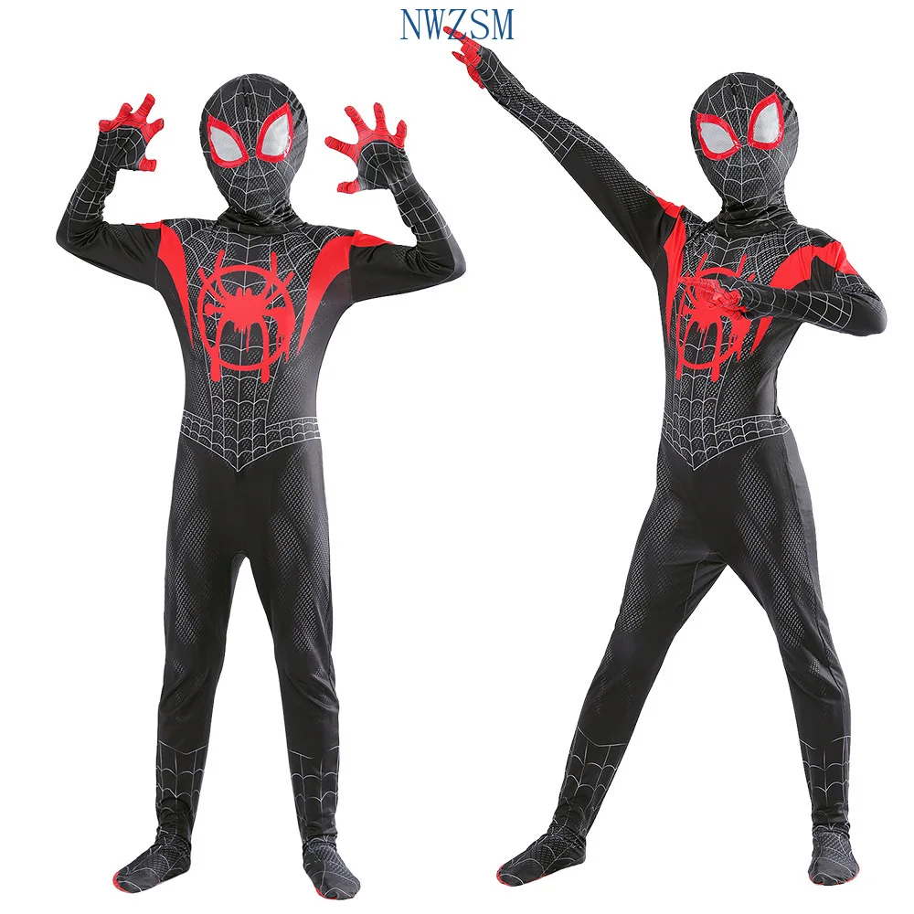 Черный костюм Человека-паука с 3D-принтом для взрослых и детей косплея супергероя