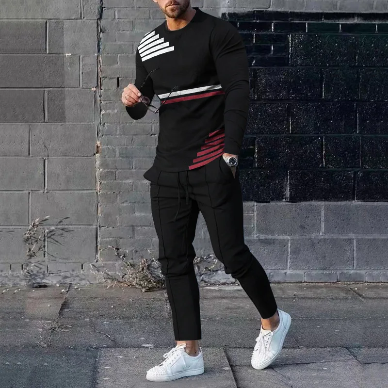 Men Casual Sport Tracksuit For Male Jogging Sets Streetwear Long Sleeve Shirt Trousers Outfit Fashion 3D Print Oversize Clothes