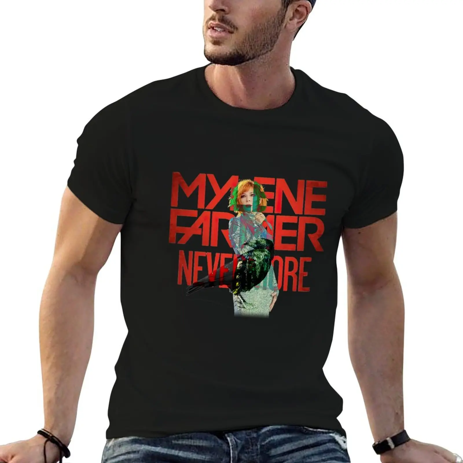 Футболка Mylene Farmer Nevermore Tour-Mylene with Raven винтажные футболки дизайнерские рубашки