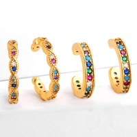 authentic simple fashion gold creative earrings multicolor micro inlaid zircon type c women earrings ear clip