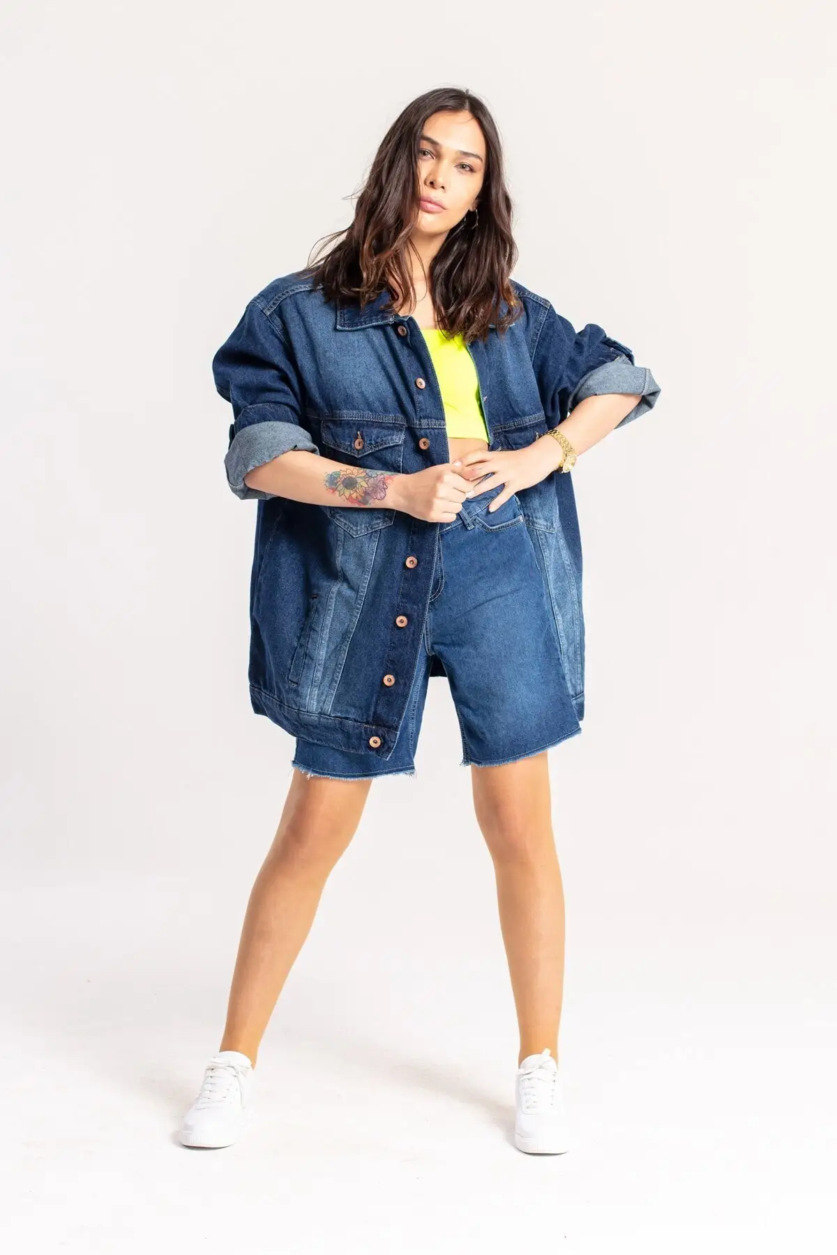 

Женская модная джинсовая куртка, куртка из денима Ahsen темно-синего цвета