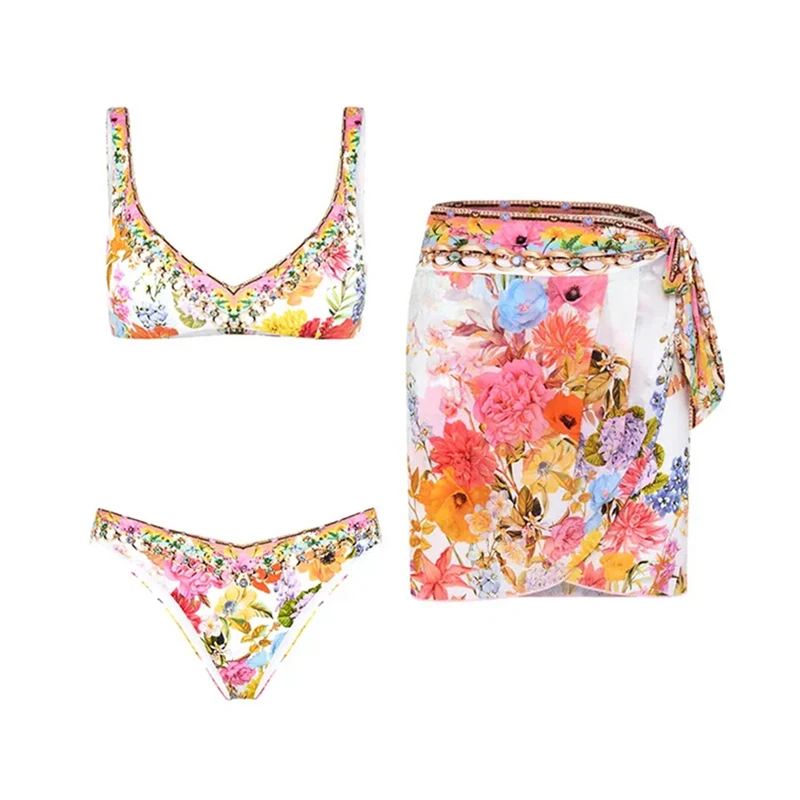 

Купальник и плавки, женский купальник, женская пляжная одежда, новинка 2023, бикини с принтом, юбка для девушек, нейлоновые танкини, купальный костюм, комплект из двух предметов