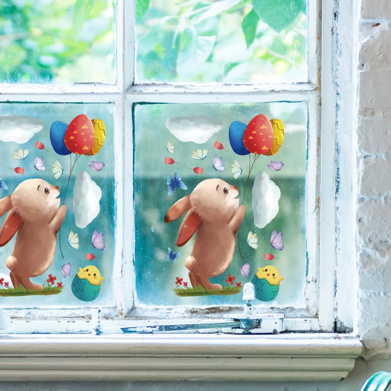 

Easter Bunny Eggs Cute Interior Window Sticker Car Window Sticker Decoration Window Stickers Happy Easter Home Decor