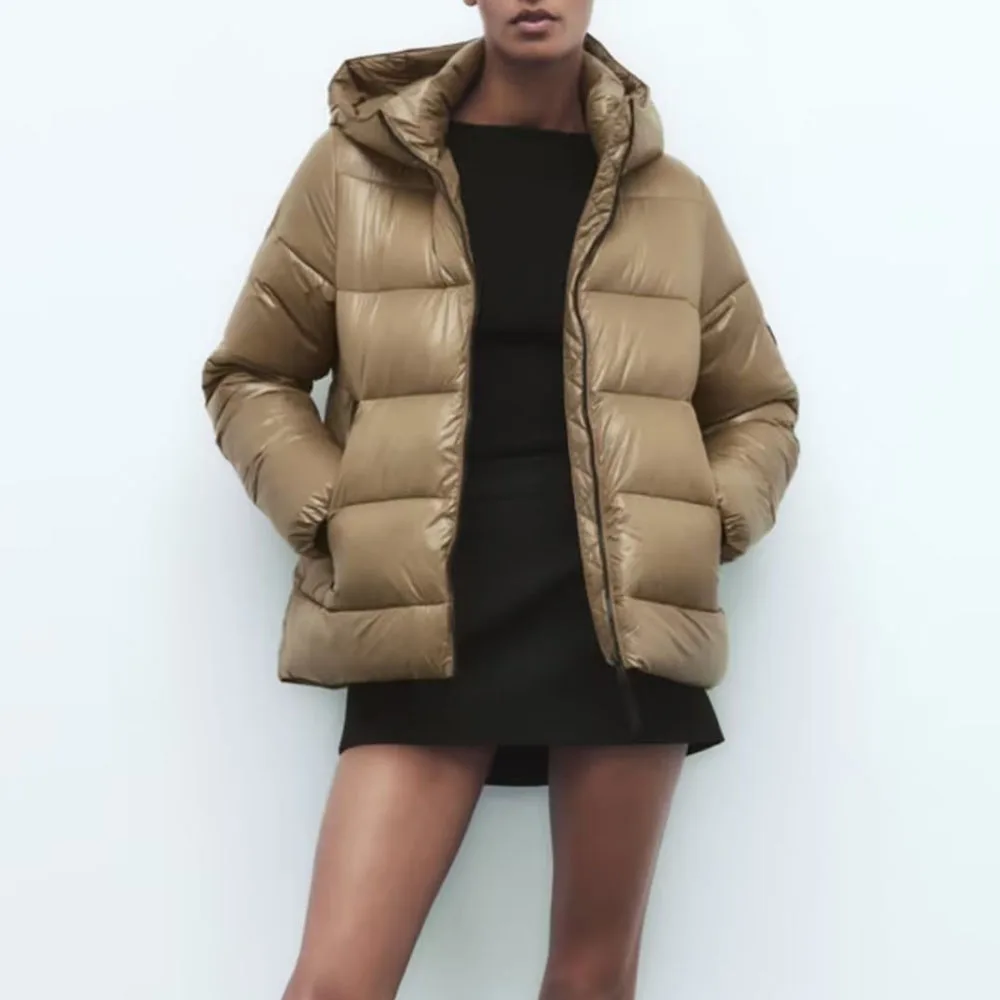 Autumn and winter new fashion women's solid color all-match thermal insulation material hooded cotton jacket