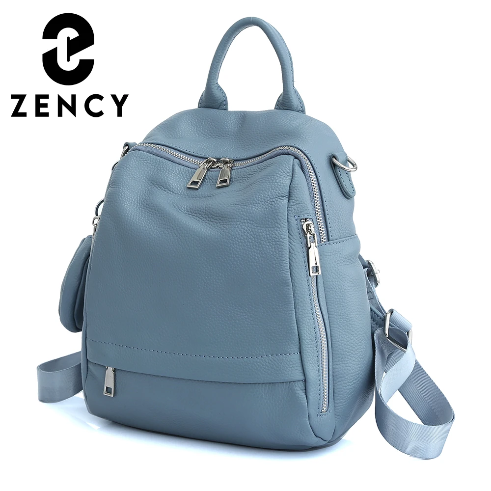 Zency Cowhide Leather Luxury Brand Women Backpack School Bag Travel Female Shopper Shoulder Bags Satchel Rucksack Commuter Girl