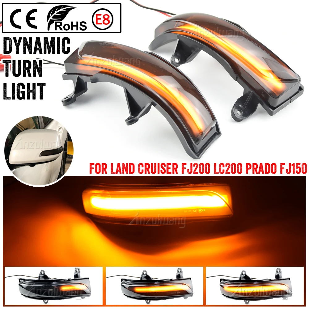 Фото Светодиодный динамический мигающий свет зеркала для Toyota Land Cruiser FJ200 LC200/Prado FJ150 2010-2020 2021 последовательный указатель поворота №3