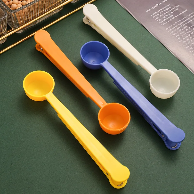 

1Pcs Pure Color Measuring Spoon Protein Scoop For Household Multipurpose ABS/Stainless Steel With Clip Kitchen Supplies