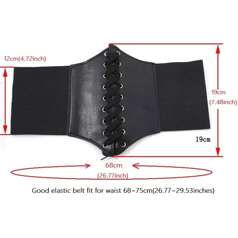 Women Sexy Corsets Wide PU Leather Stylish Slimming Belt Bustiers Wide Elastic High Waist Belts Feminin Ceinture Waistband images - 6