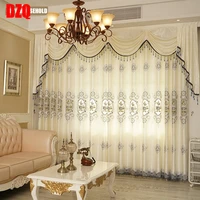 high grade european hollow embroidery semi shading curtains for living dining room bedroom