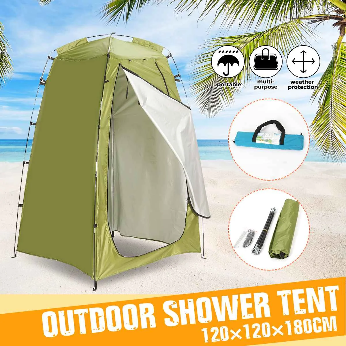 

2023 High quality Portable Shower Toilet Tent Camping tents Outdoor Waterproof Change BathRoom Sun Shelter Open Up Tent