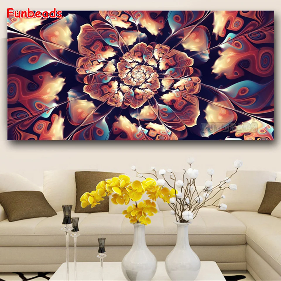 

5d алмазная живопись, вышивка, абстрактная мандала, домашний декор, мозаика, вышивка крестиком, фантазия, цветок, кристальная картина GG014