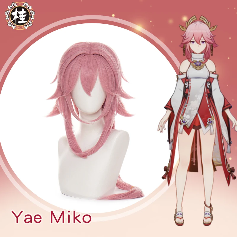 

UWOWO Yae Miko Cosplay Wig Genshin Impact Inazuma Yae Miko Cosplay Hair 80cm Pink Long Hair Heat Resistant