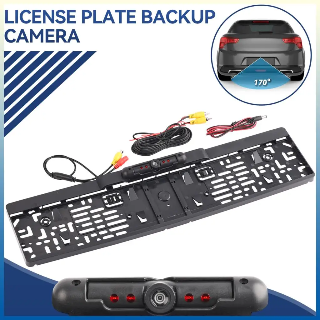 

170° Car Reverse Backup Camera European License Number Plate Frame Rear View Vehicle Parking Cam Night Vision IP67 Waterproof