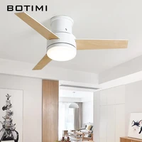 2022 Modern 44 Inch 3 Blades Low Ceiling Fans With Lights Remoted Nordic Black ventilador de techo For Bedroom Dining Lighting