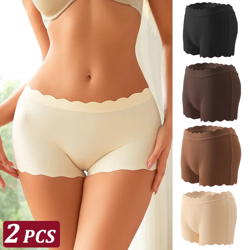2PS женские трусики бесшовные Wavy края шелка сатиновые трусы красивые уютное