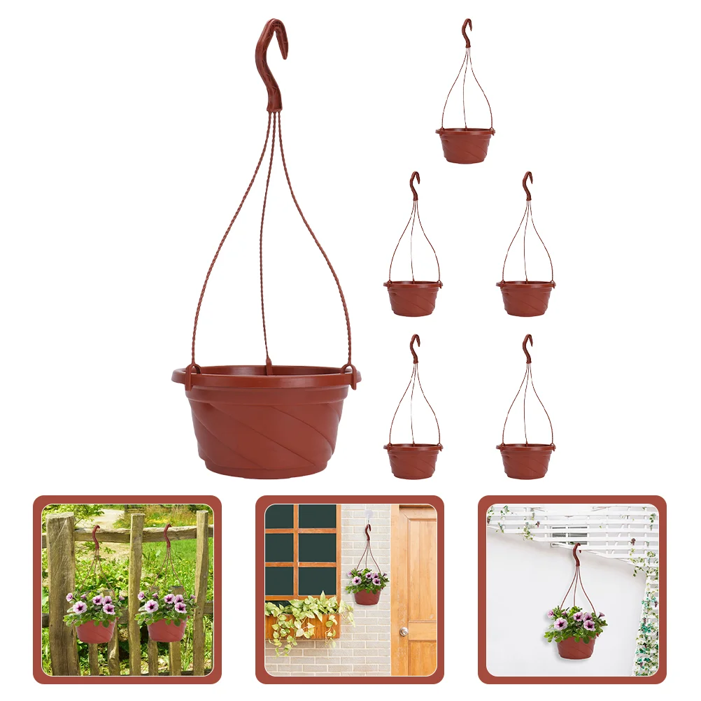 

6 Sets Flowerpot Hanging Planters Outdoor Plants Home Supplies Indoor Decorate Basket Plastic