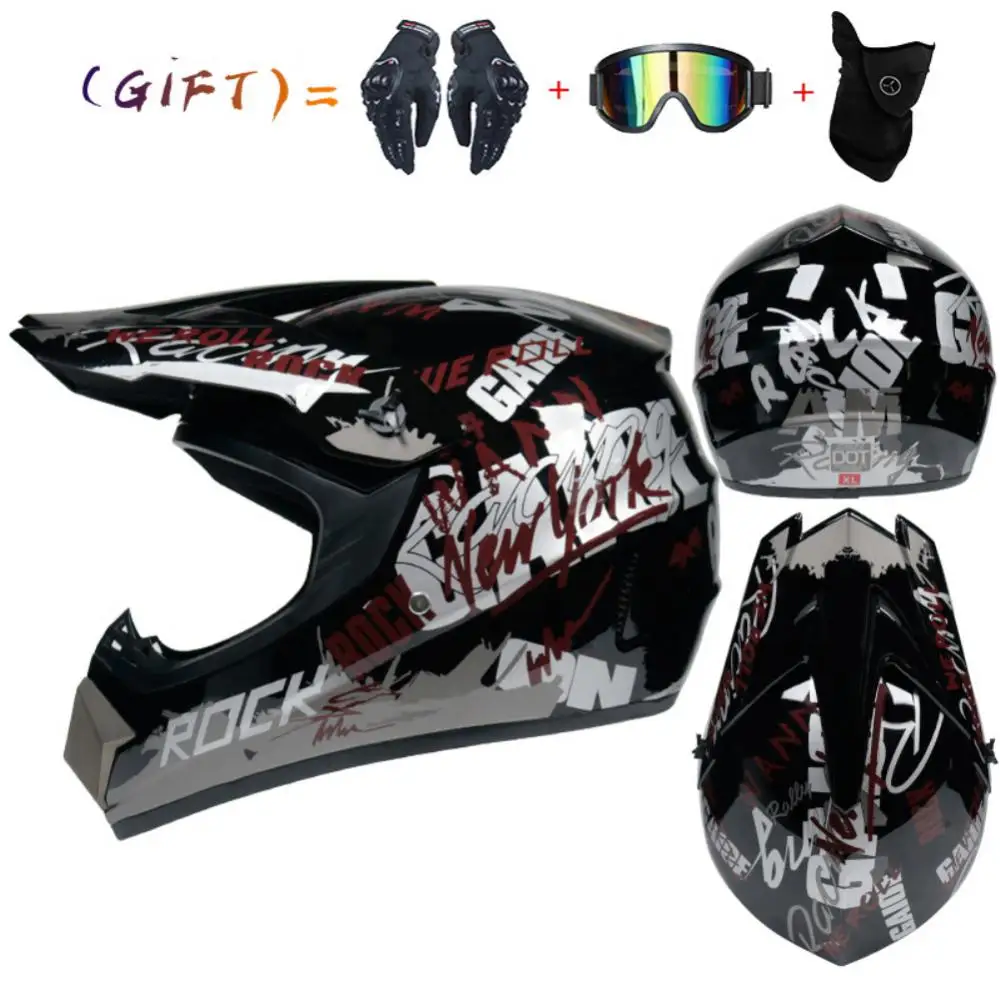 

Off-road Helmet Lightweight Mountain Full Face Helmet With Goggles Gloves Mask Detachable Brim Motorcycle Sports Helmets Gear