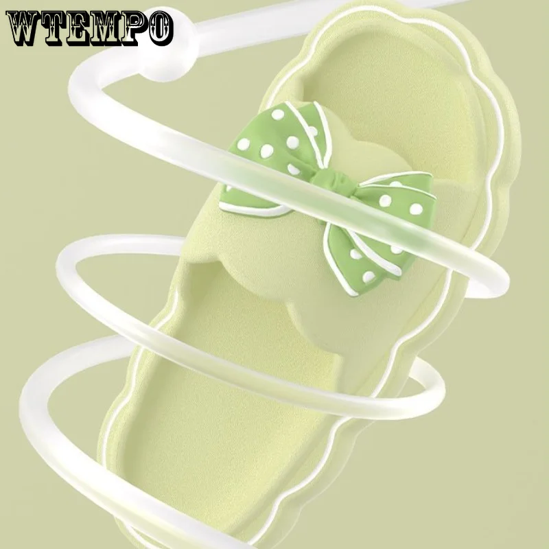 WTEMPO Bow Slippers Lightweight Summer Women Thick Beach Slides Anti-Slip Soft Sandals Fashion Ladies Cloud Shoes Wholesale
