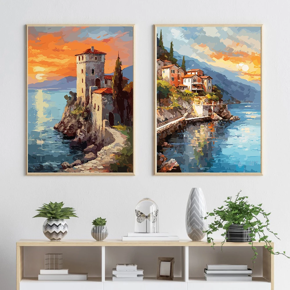 

Scandinavian Coastal Poster Summer Abstract Landscape Coastal Beach Wall Art Canvas Prints Decor Pictures For Living Room