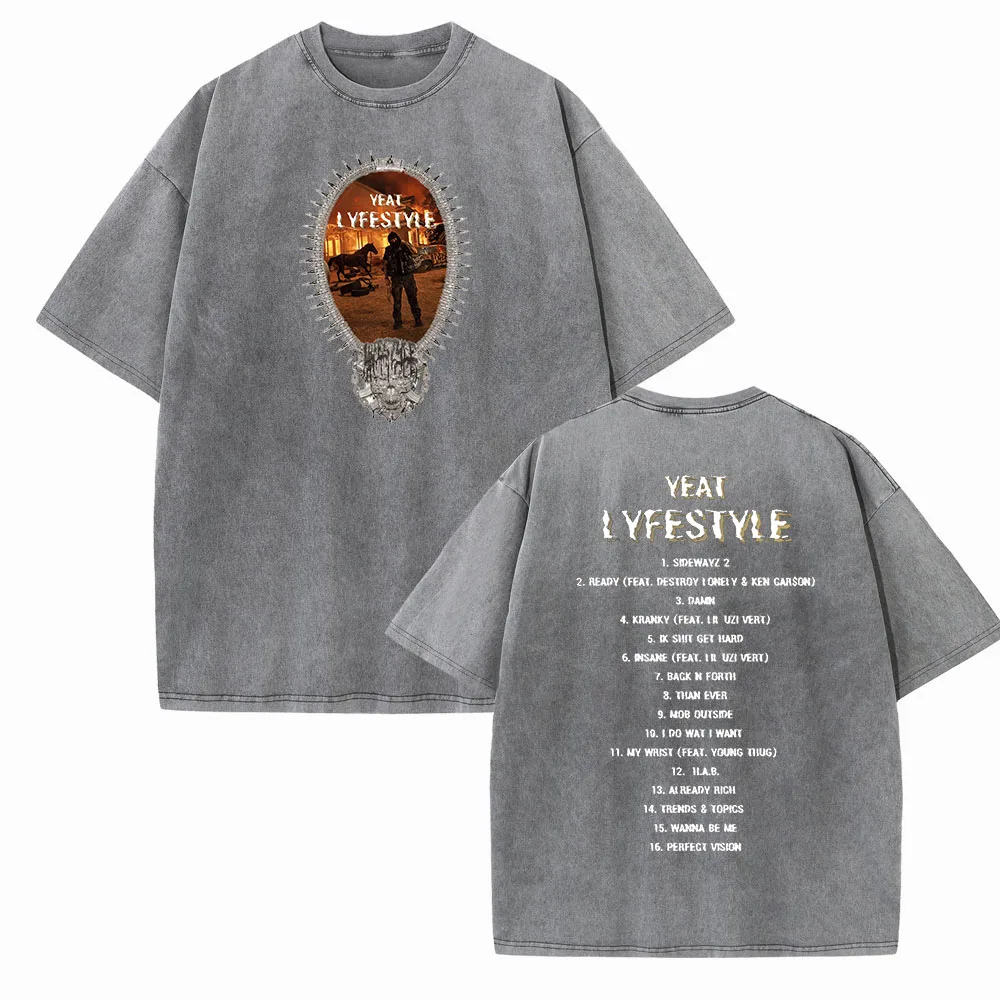 Рубашки Yeat Lyfestyle Tour в стиле Харадзюку хлопковые винтажные футболки с круглым