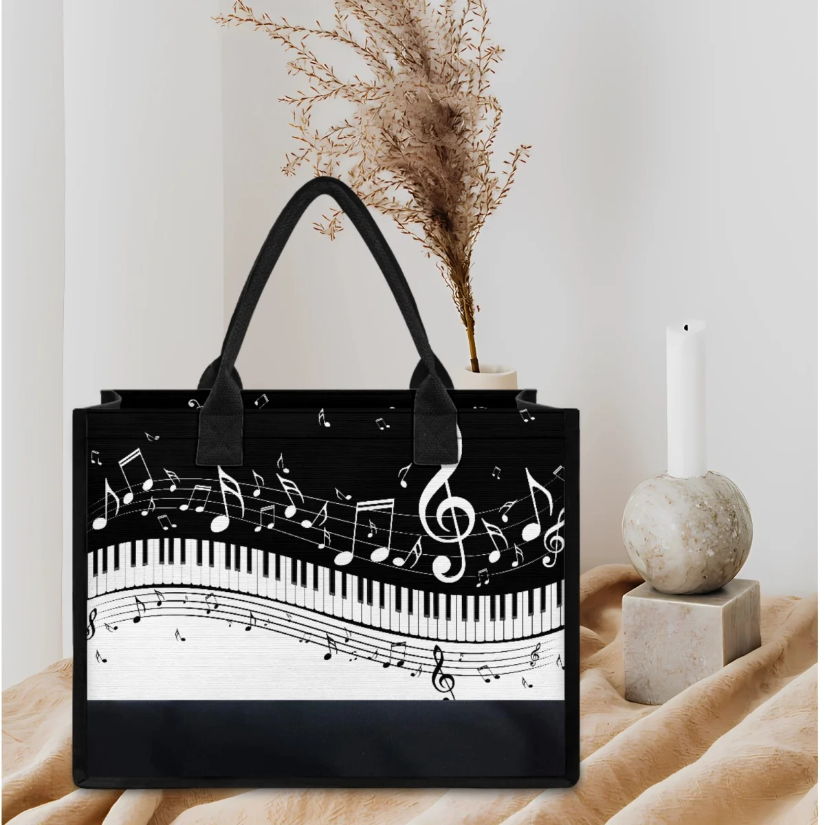 

Drop Ship 1pcs Totes Bag for Women Music Note Piano Music Theme Design Ladies Clutch Travel Coin Purse Teacher's Day Nurse Gift