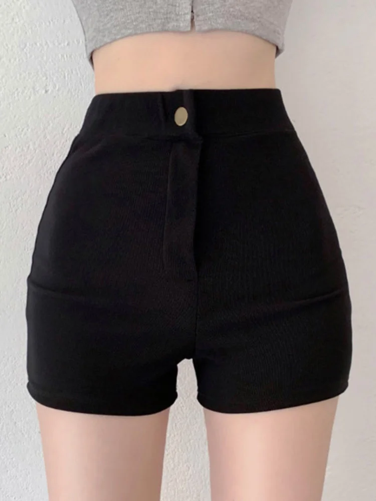 

Sexy High Street Tight Women's Clothing Simple Casual Style Solid Color High Waist Thin Casual Straight Shorts Y723