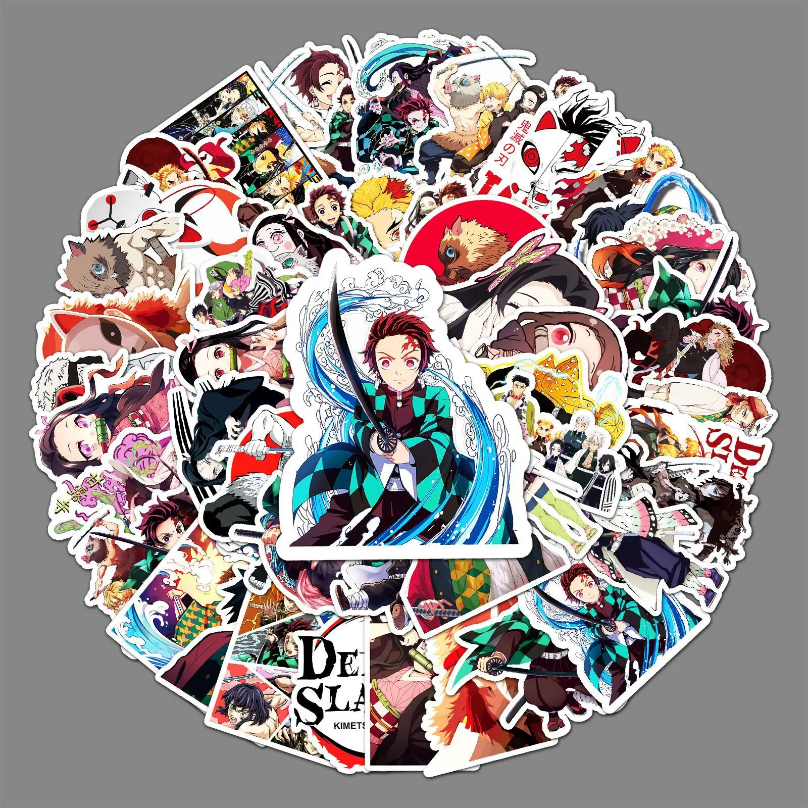 

50pcs Cool Demon Slayer Stickers for Laptop Skateboard Luggage Anime Kimetsu no Yaiba: Yuukaku-hen Graffiti Vinyl Sticker