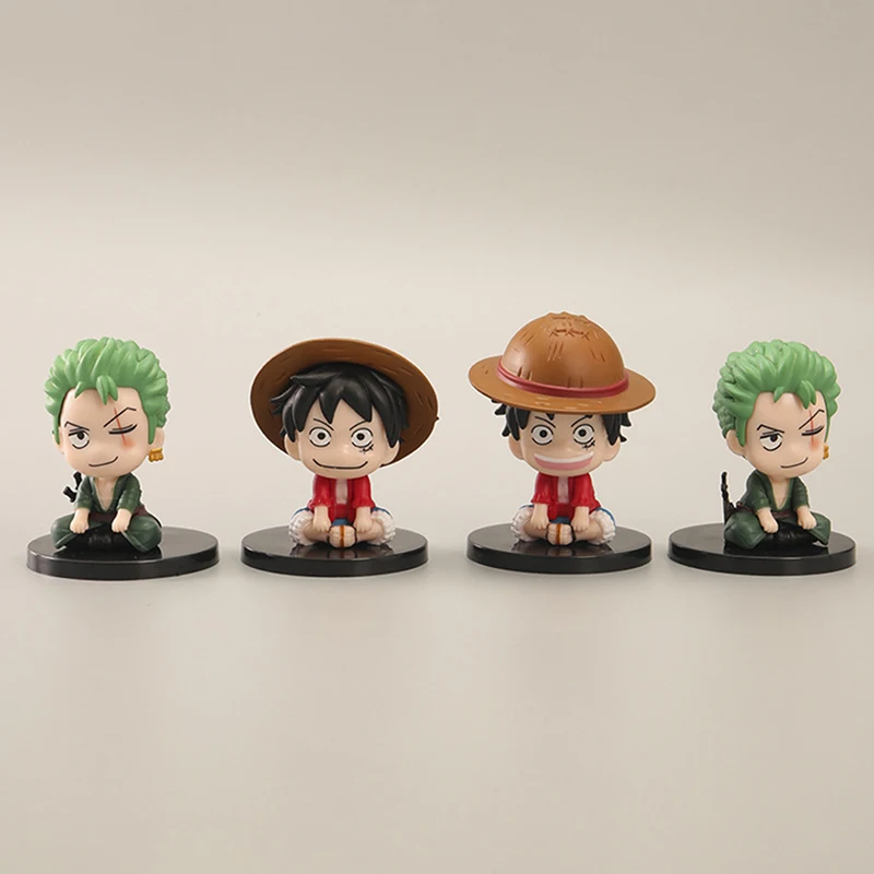 

7cm Q Version Anime One Piece Figure Toys Luffy Roronoa Zoro Action Figural Kawaii Doll Car Decoration PVC Model Kids Gifts