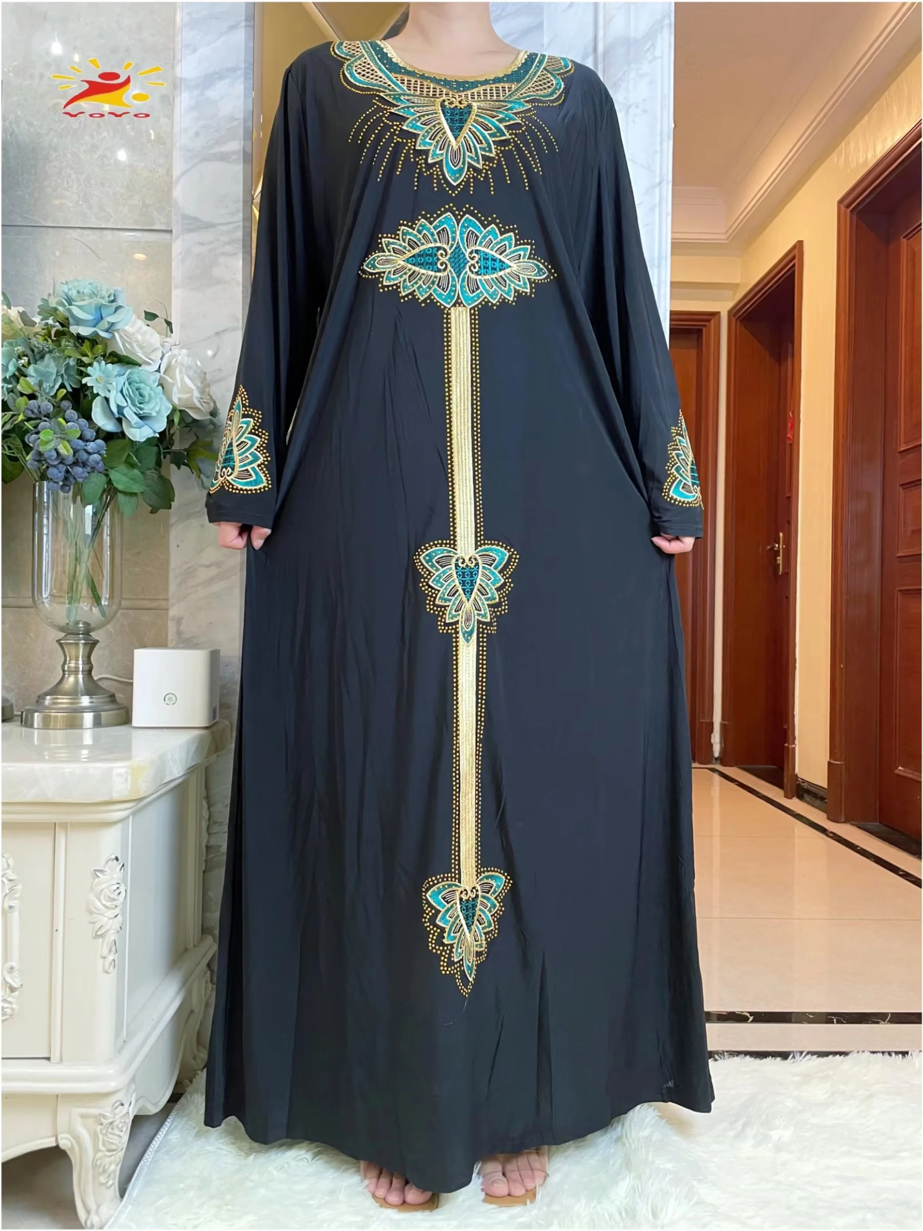 2022 мусульманское евроамериканское Африканское красивое женское платье абайя благородное темпераментное эластичное платье с вышивкой