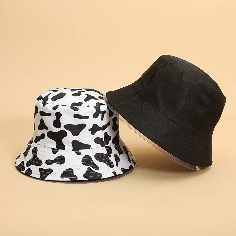 

Summer Creative Cow Printing Double-sided Fisherman Hat Fashion Sun Hat Men Women Fisherman Hat Can Be Worn on Both Sides