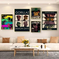 gorillaz art poster kraft paper prints and posters nordic home decor