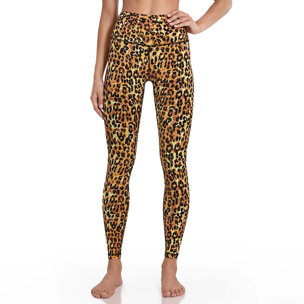 Yoga Leggings Workout High Waisted Halloween Mermaid Women Tummy Control Leopard Printed Yoga Pants 25 Inches Pants Elastic